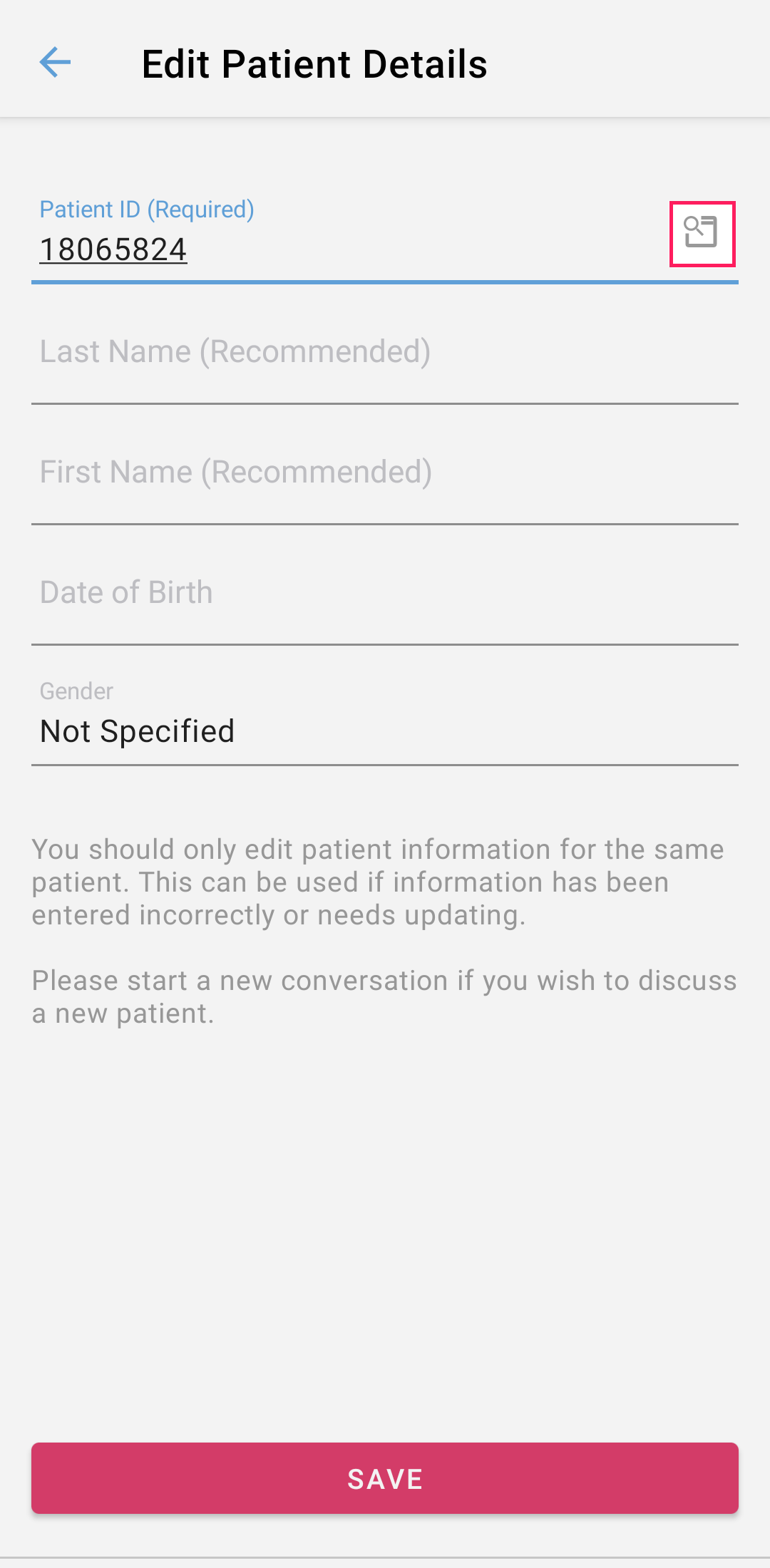 (Android) Patient Lookup Button