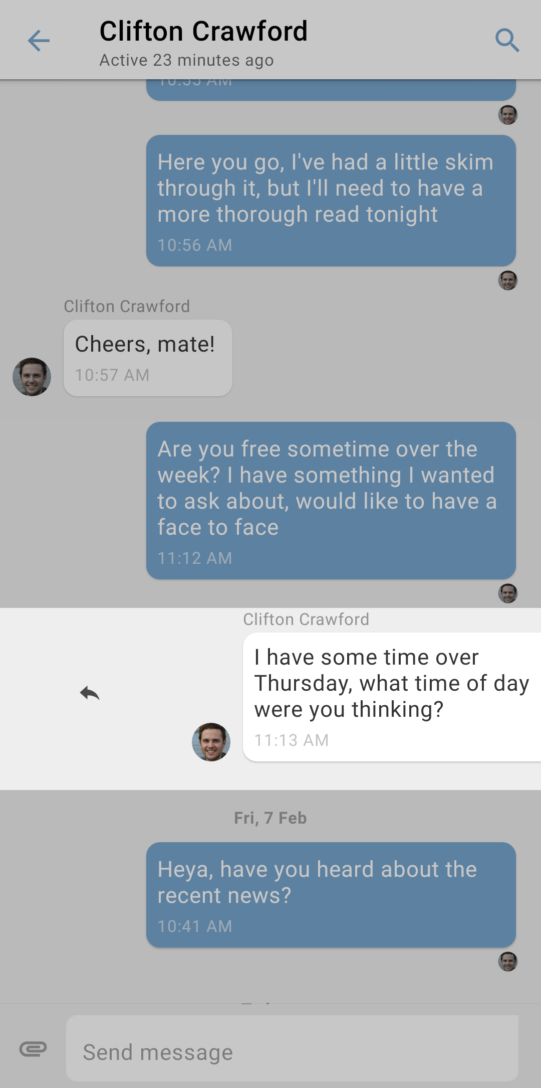 Reply Motion Screenshot (Android)