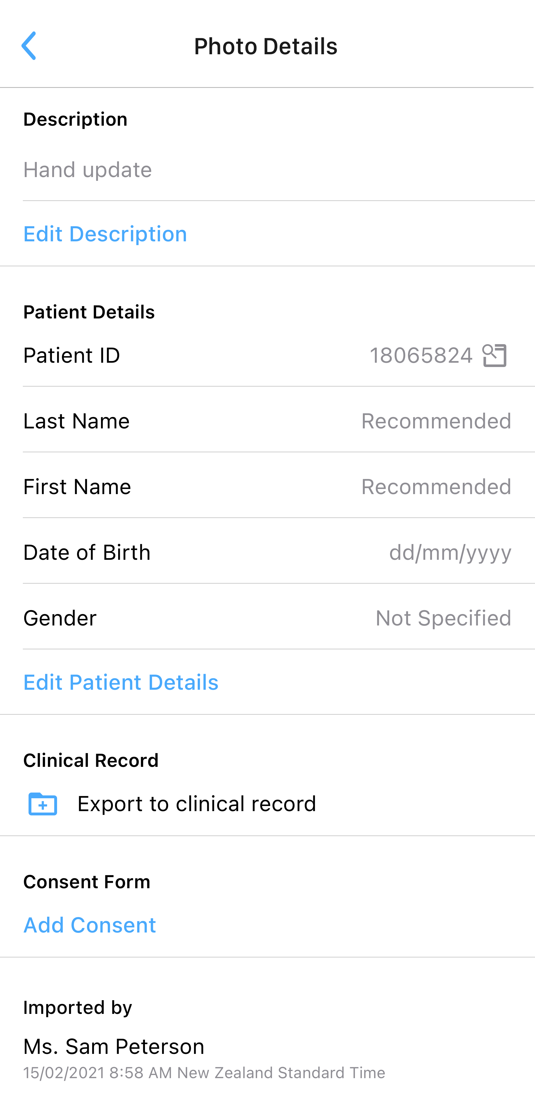 (iOS) Patient Lookup Button
