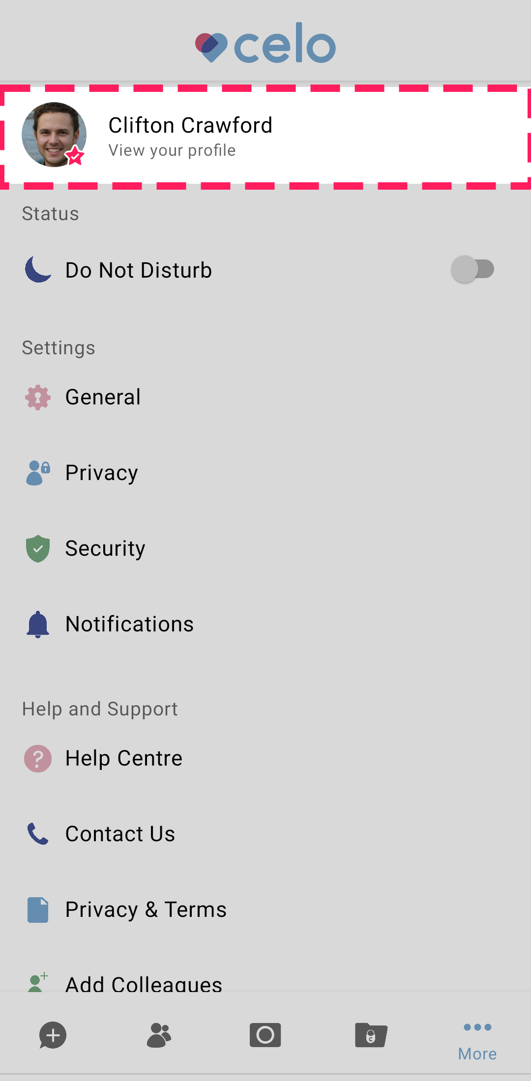 (Android) More - View profile