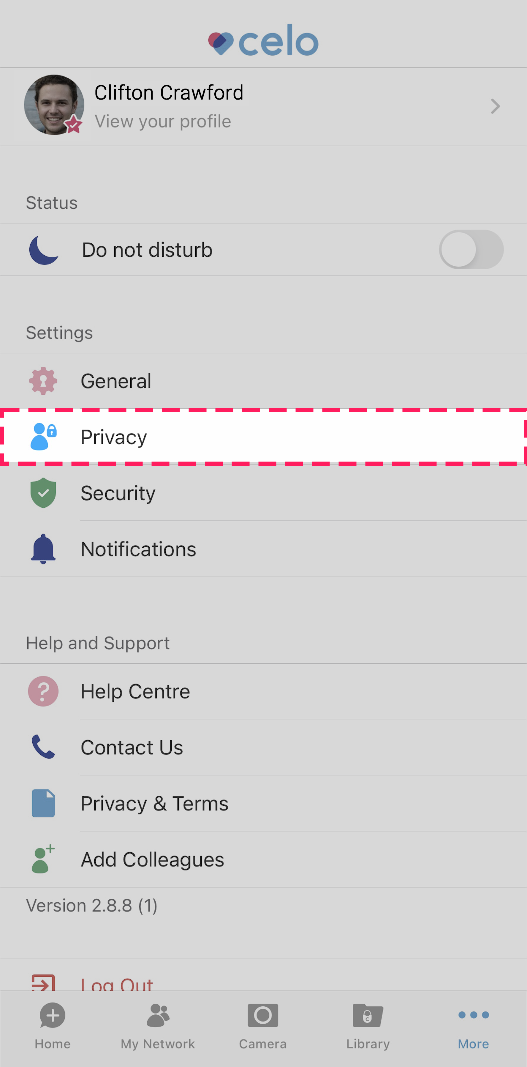 (iOS) Privacy button