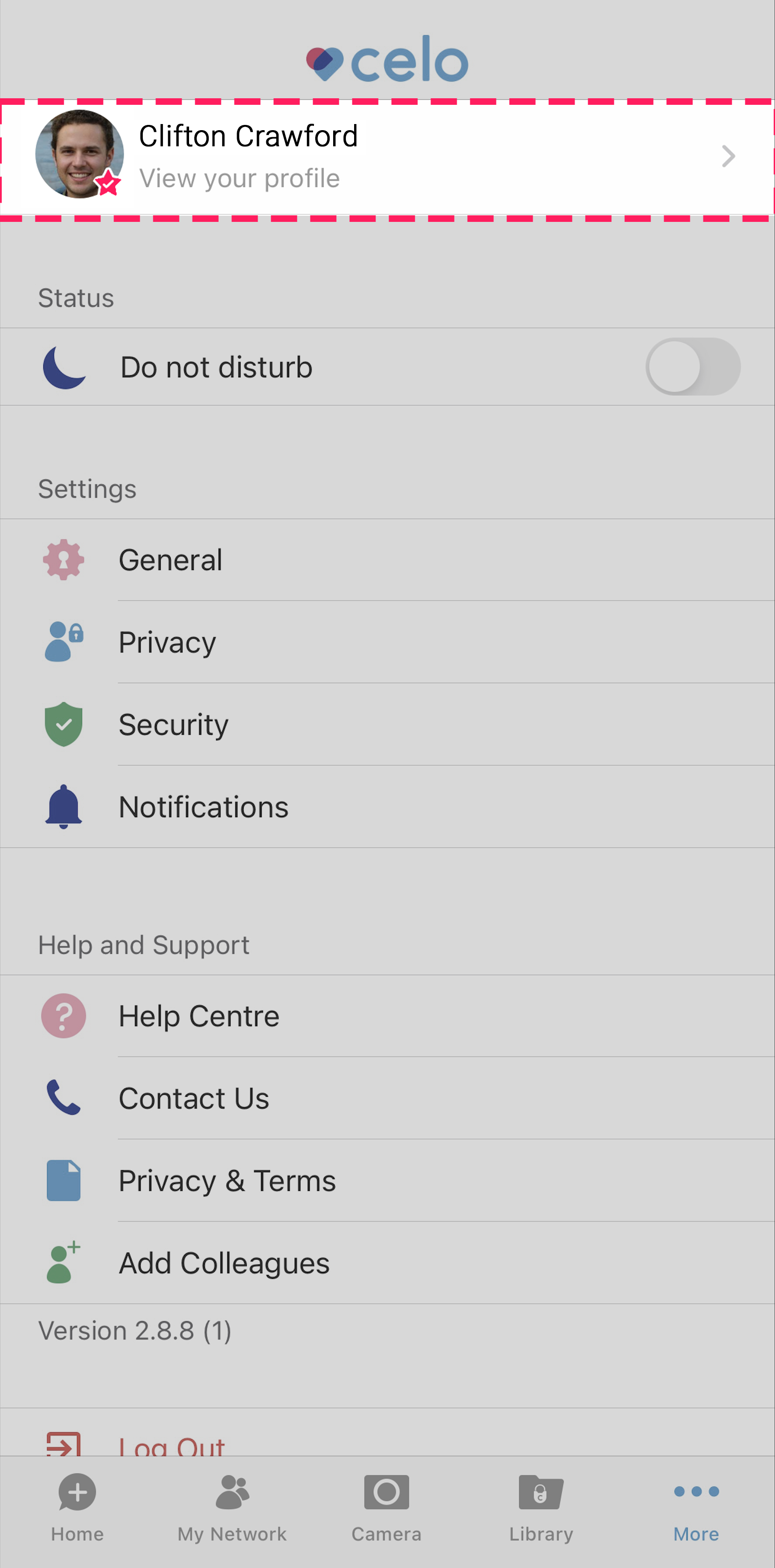 (iOS) More - View profile